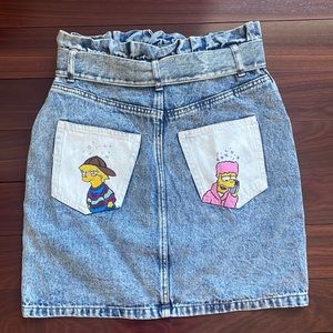 New H&M Skirt w/ Custom Simpsons Painted on Pockets